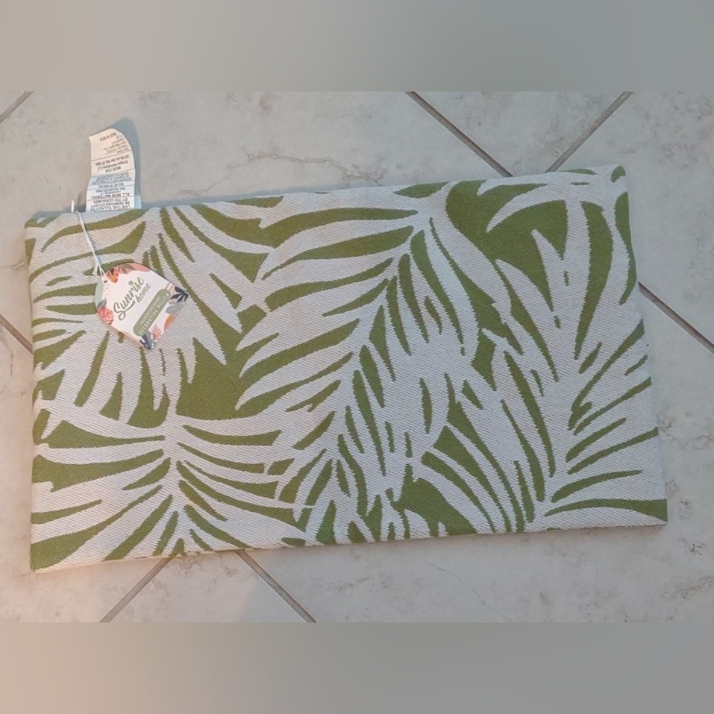 Green Fern Leaf Decorative Sunrise Home Lumbar Pillow Cover 16"w x 26"L
